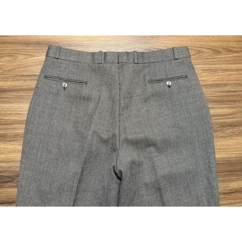 VTG Greg Peters Mens Houndstooth Wool Pleated Cuffed Dress Pants Brown Sz 38x32
